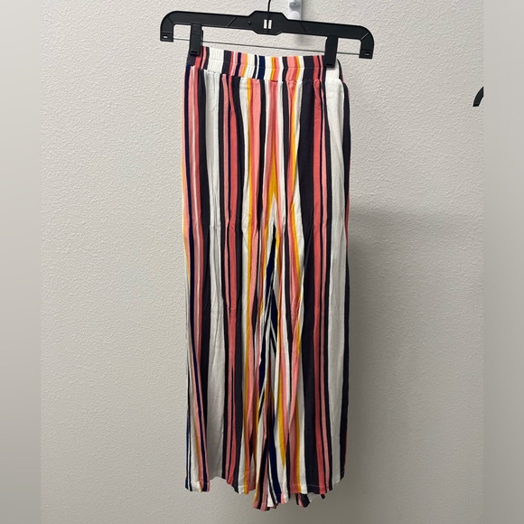 Xhiliration Multicolor Linen Pants with Tie Slit Legs Shorts Underneath Size XS - Picture 2 of 6